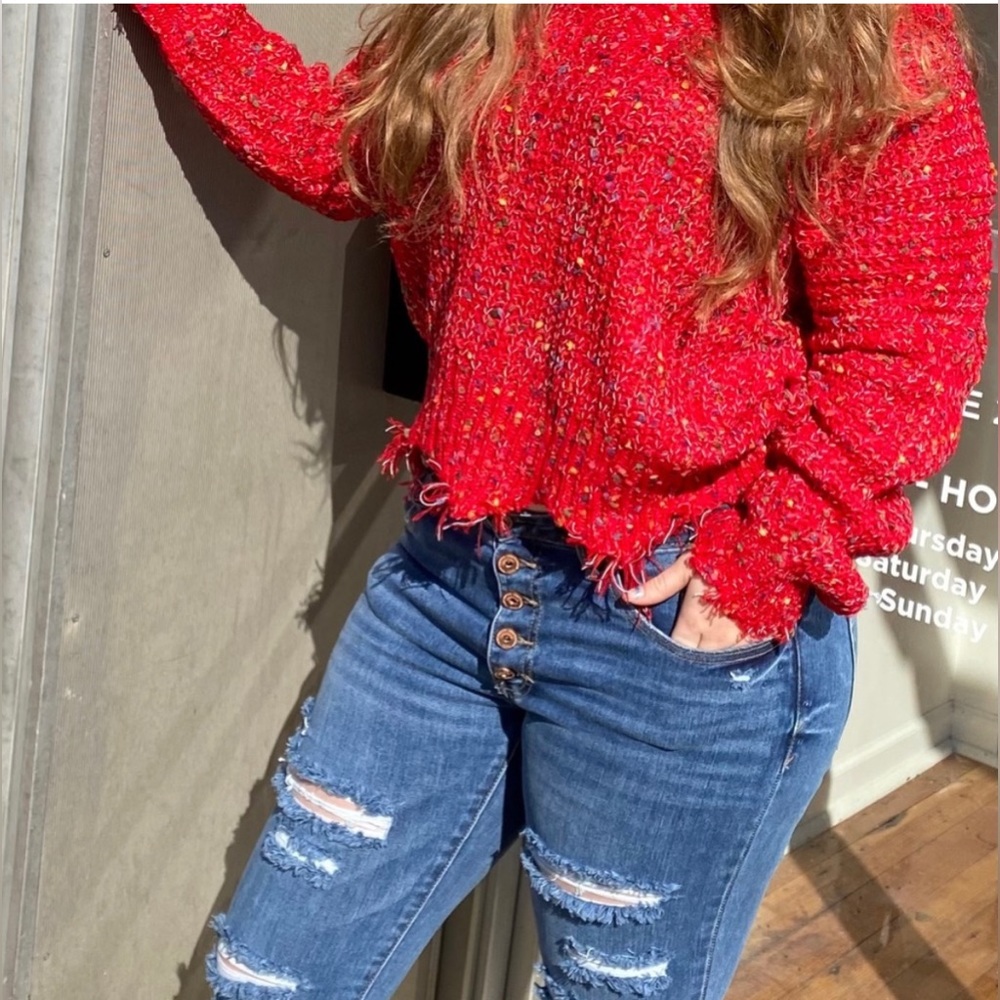 Main Strip L Distressed V-neck sweater Size L